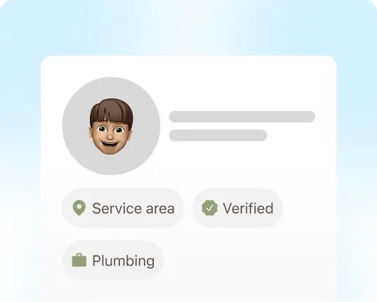 Profile icon with a circular image, followed by options for "Services," "Website," and "Booking."